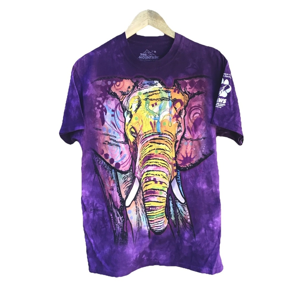 The Mountain Purple Elephant Graphic Tie Dye T-Shirt PAWS Adult Medium USA